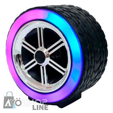 Bocina Bluetooth Luz LED Diseño Llanta de Carro