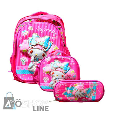 Mochila Luz LED con Lapicera + Lonchera 3D My Melody
