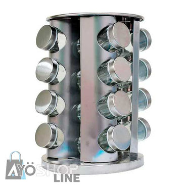 Soporte Giratorio con 16 Tarros para Condimentos de Vidrio