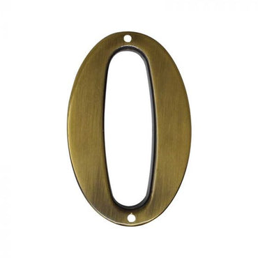 Número decorativo #0 latón antiguo