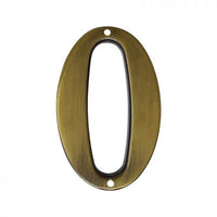 Número decorativo #0 latón antiguo