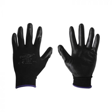 Guantes de nylon negro con nitrilo sólido