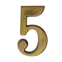 Número decorativo #5 latón antiguo