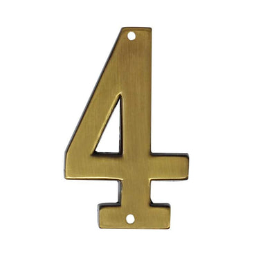Número decorativo #4 latón antiguo