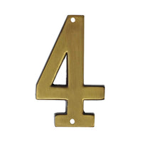 Número decorativo #4 latón antiguo