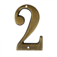 Número decorativo #2 latón antiguo