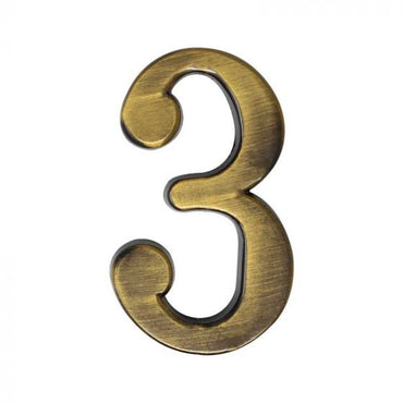 Número decorativo #3 latón antiguo